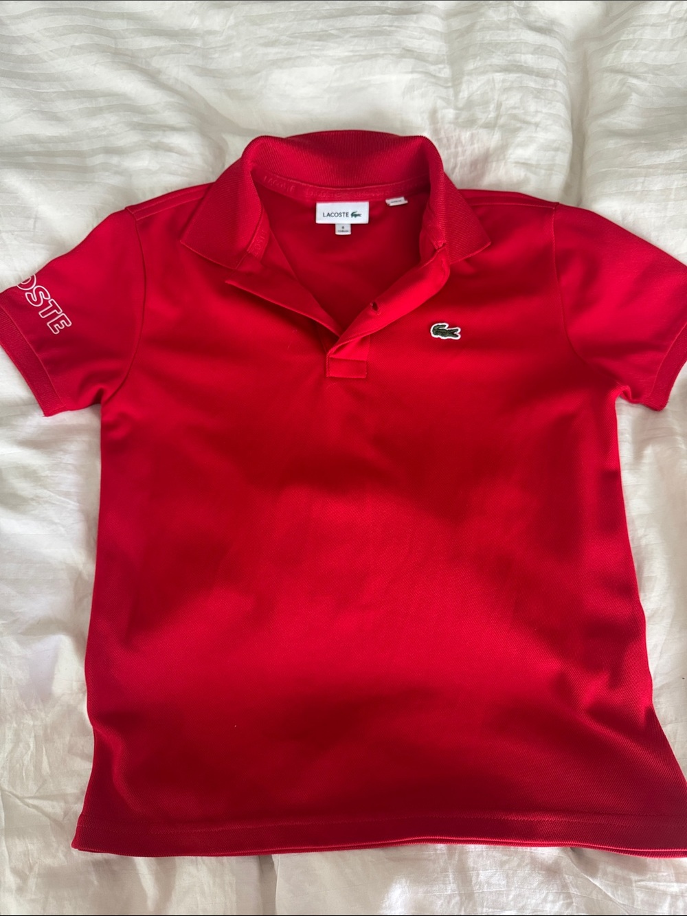 Lacoste Kids Bright Red Polo with Crocodile Logo
